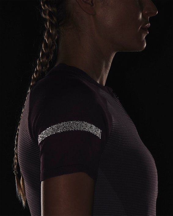 Women's UA IntelliKnit ¼ Zip Short Sleeve, Purple, pdpMainDesktop image number 3
